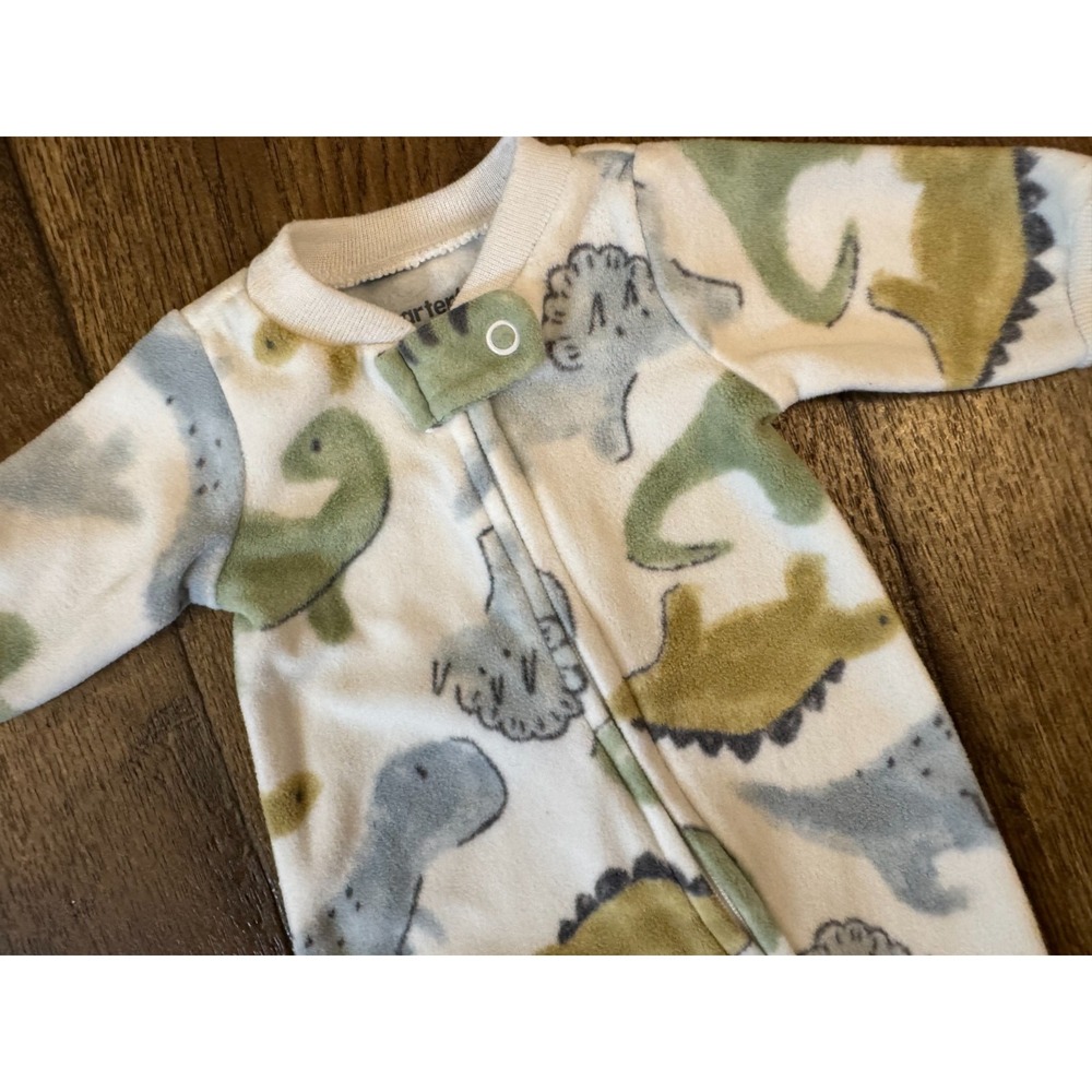 Carters Baby Sleeper Boy Preemie Outfit Romper 2 Way Zipper Fleece Dinosaur Dino